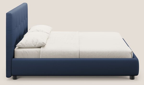 Minato letto imbottito contenitore con testata trapuntata in ecopelle