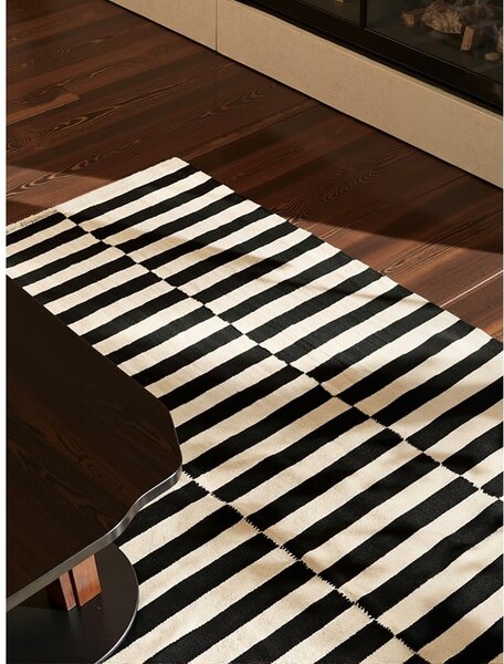 Tappeto bianco e nero in lana reversibile/tessuto a mano 120x180 cm Donna – Hanse Home