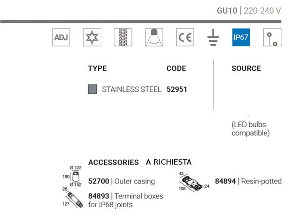 Incasso segnapasso moderno linea light group texo qj 52951 gu10 led acciaio inox carrabile faretto - Linea Light Group