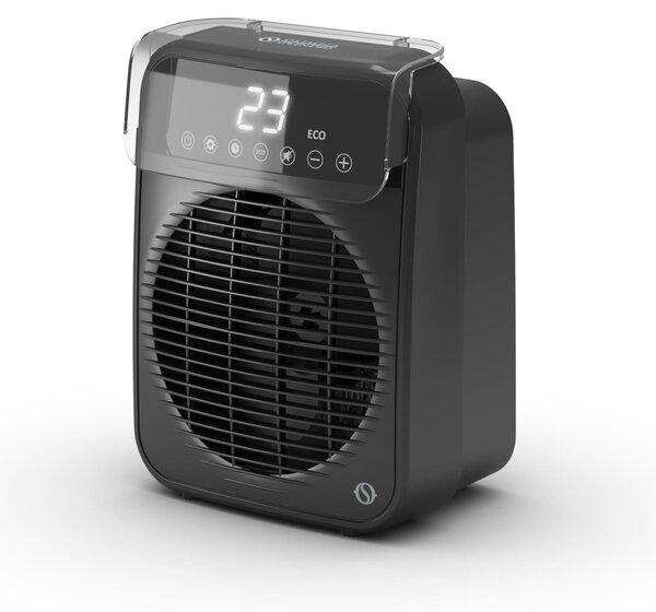 Stufa elettrica con ventola, 2000 W, display touch, grado di protezione IP21, modalità eco, portata d'aria 60 m³