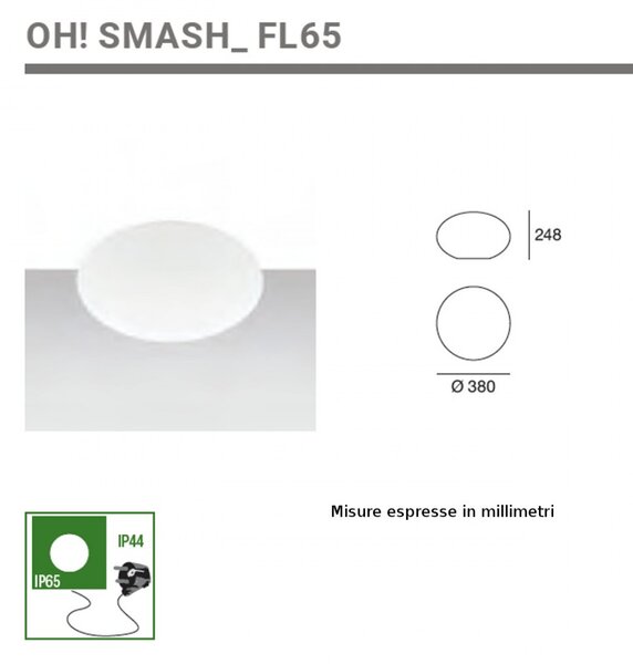 Lampada terra moderno linea light group oh smash fl65 16215 led piantana sfera schiacciata polietilene - Linea Light Group