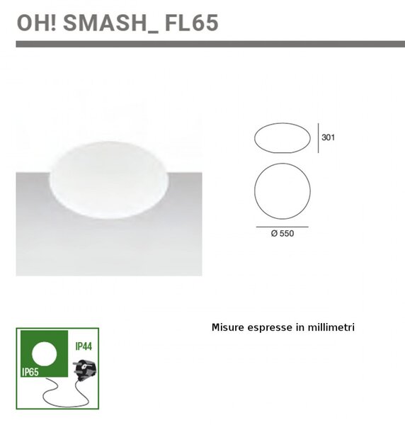 Lampada terra moderno linea light group oh smash fl65 16218 led piantana sfera polietilene - Linea Light Group