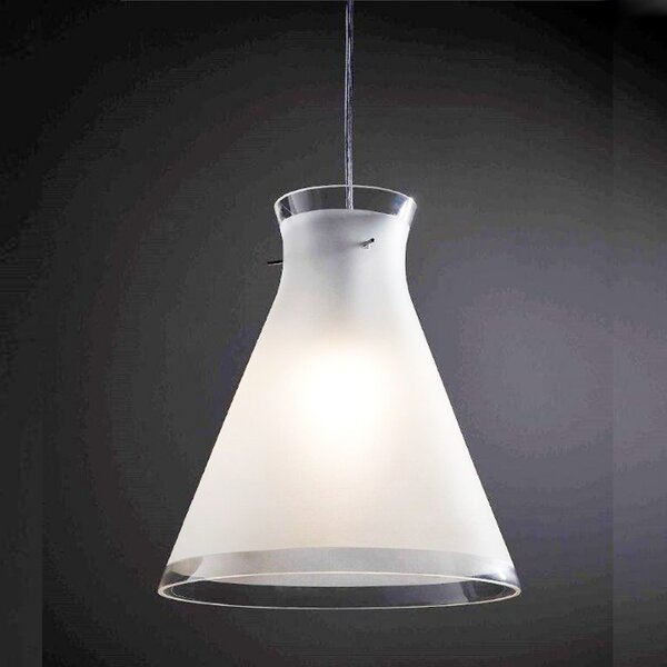 Sospensione illuminando billy sp g 30cm e27 led lampadario moderno vetro bianco cono interno - Illuminando