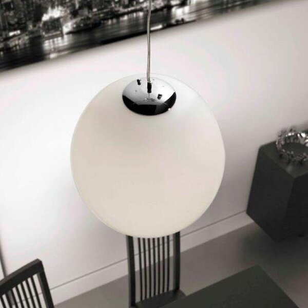 Sospensione illuminando sfera sp m 30cm e27 led lampadario moderno vetro bianco latte lucido interno - Illuminando