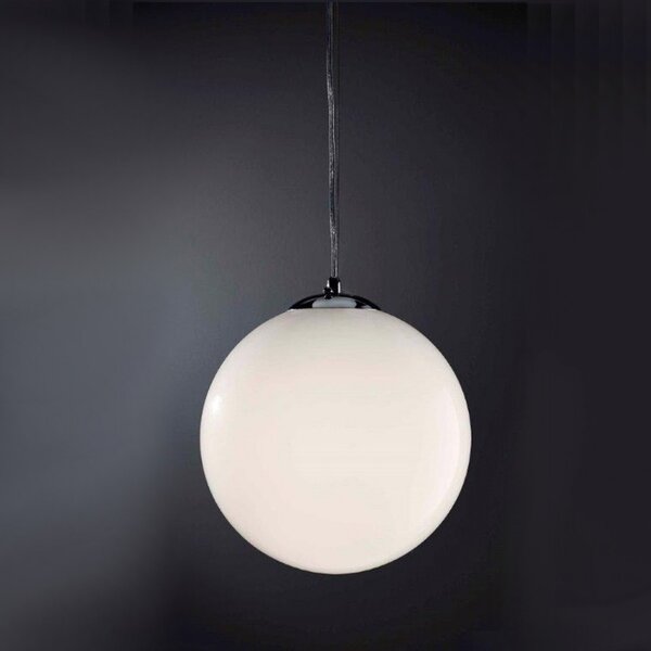 Sospensione illuminando sfera sp m 30cm e27 led lampadario moderno vetro bianco latte lucido interno - Illuminando