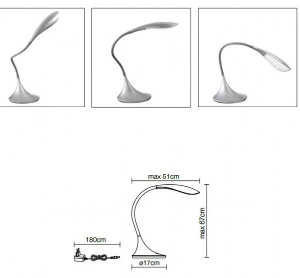 Abat-jour moderna gea luce nunki gls005 led materiale sintetico lampada scrivania - Gea Luce