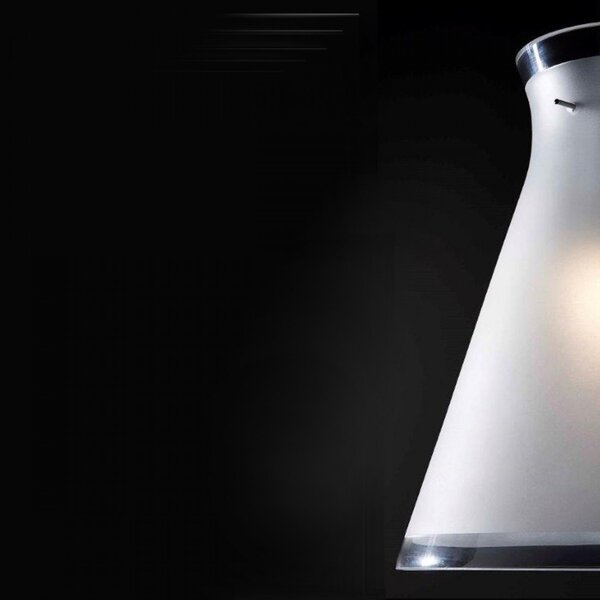 Sospensione illuminando billy sp m 19cm e27 led lampadario moderno vetro bianco cono interno - Illuminando