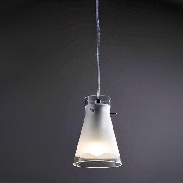 Sospensione illuminando billy sp p 12cm e27 led lampadario moderno vetro bianco cono interno - Illuminando