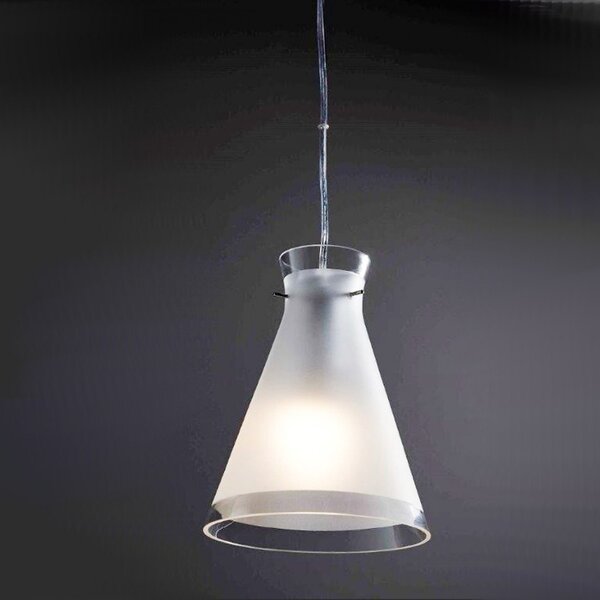 Sospensione illuminando billy sp m 19cm e27 led lampadario moderno vetro bianco cono interno - Illuminando