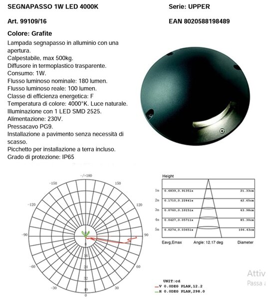 Lampada terra moderna sovil illuminazione upper 99109 16 led alluminio segnapasso calpestabile - Sovil Illuminazione