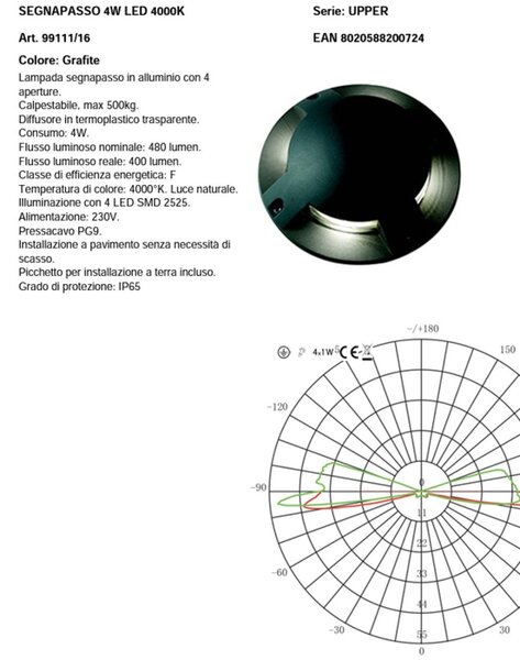 Lampada terra moderna sovil illuminazione upper 99111 16 led alluminio segnapasso calpestabile - Sovil Illuminazione