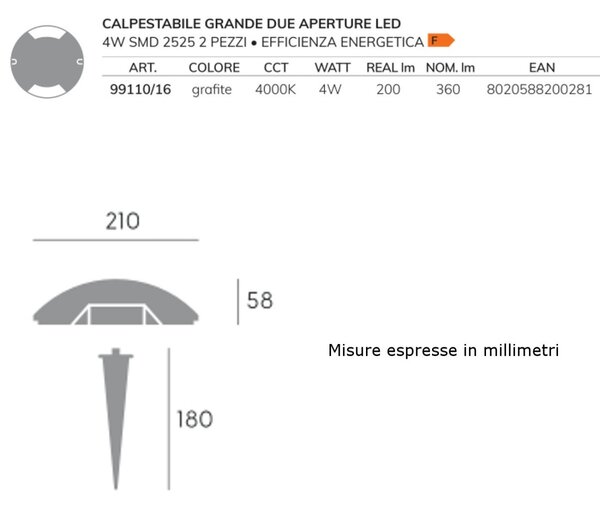 Lampada terra moderna sovil illuminazione upper 99110 16 led alluminio segnapasso calpestabile - Sovil Illuminazione