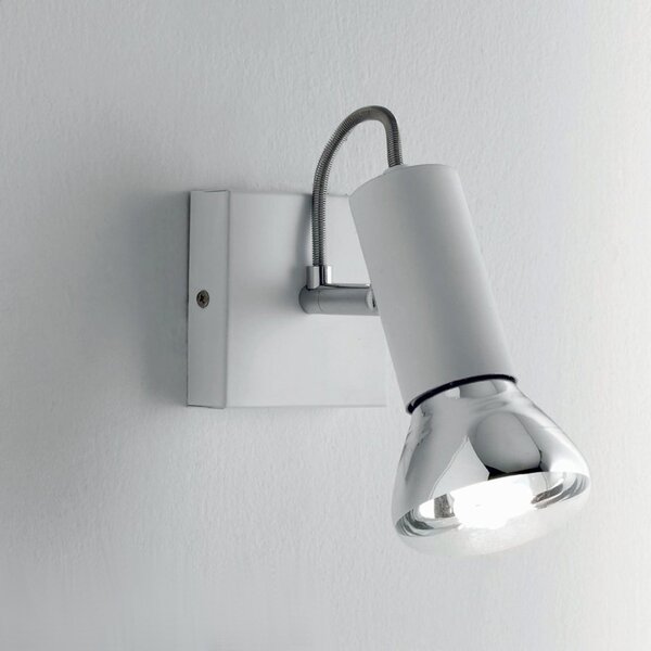Faretto illuminando magnum 1 led e27 r80 10w 3000°k spot moderno orientabile metallo cromo bianco interno - Illuminando