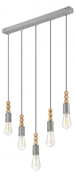 Lampadario a cavo SIMON 5xE27/60W/230V grigio