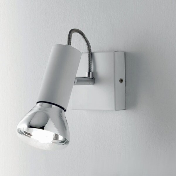 Faretto illuminando magnum 1 led e27 r80 10w 3000°k spot moderno orientabile metallo cromo bianco interno - Illuminando