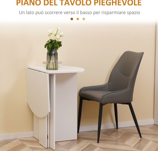 HOMCOM Tavolo da Pranzo Pieghevole Salvaspazio in Legno, 90x60x74cm, Bianco|Aosom