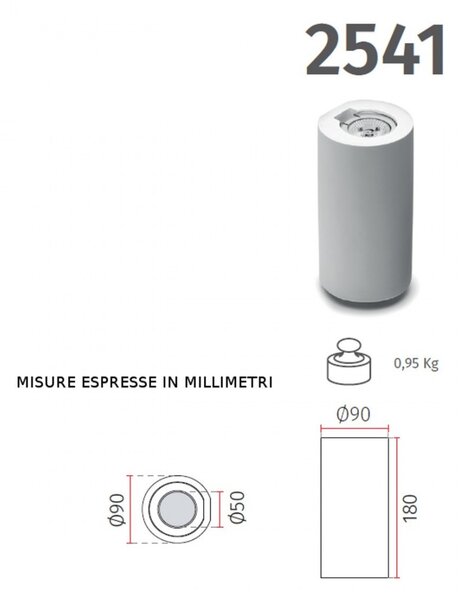 Applique gesso belfiore 9010 lonia xl 2541.35 gu10 led lampada parete cilindro - Belfiore - 9010