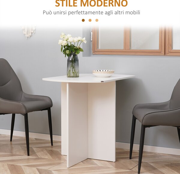 HOMCOM Tavolo da Pranzo Pieghevole Salvaspazio in Legno, 90x60x74cm, Bianco|Aosom