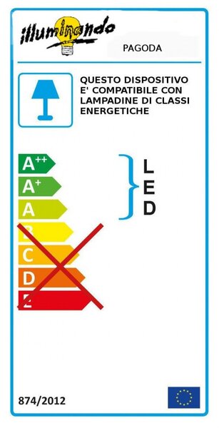 Lampadario illuminando pagoda 5 e27 led sospensione classica ruggine vetro trasparente interno - Illuminando
