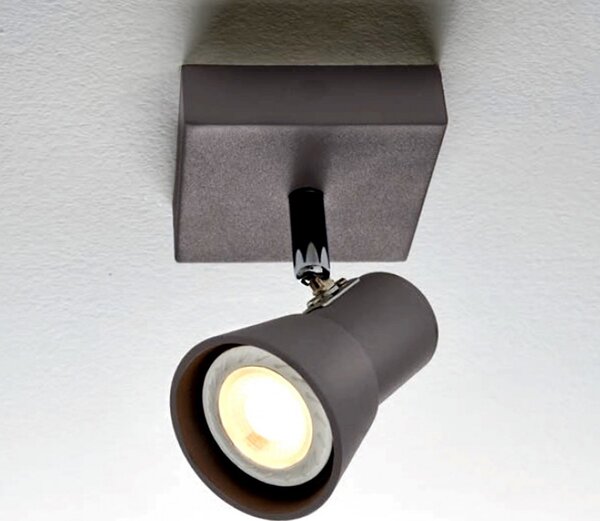 Spot illuminando torcia 1 gu10 led faretto moderno orientabile snodabile metallo moka parete soffitto interno - Illuminando