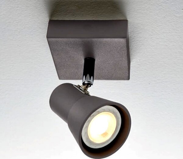 Spot illuminando torcia 1 gu10 led faretto moderno orientabile snodabile metallo moka parete soffitto interno - Illuminando