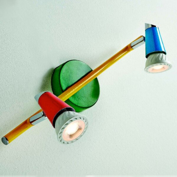 Binario illuminando kolor 2 gu10 led faretti colorato orientabile snodabile metallo verde rosso azzurro interno - Illuminando