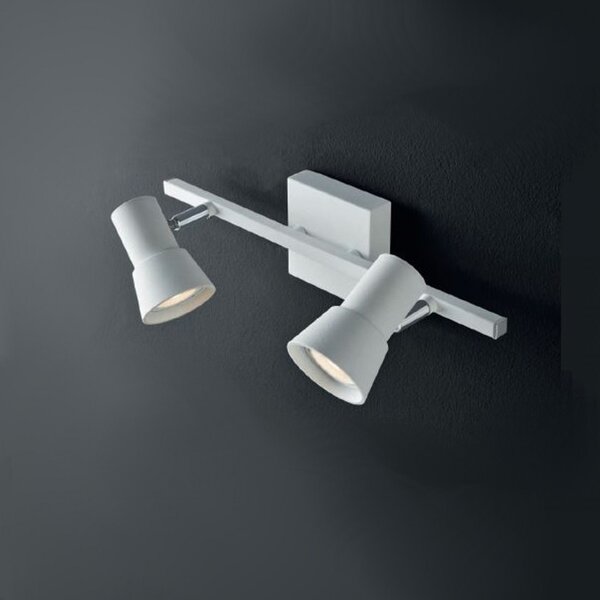 Spot illuminando torcia 2 gu10 led faretti orientabili moderni metallo bianco moka interno - Illuminando