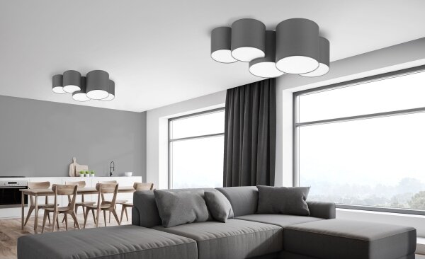 Plafoniera MONA 5xE27/15W/230V grigio