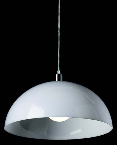 Sospensione illuminando loris sp 40 e27 led lampadario moderno policarbonato bianco lucido cupola calata interno - Illuminando
