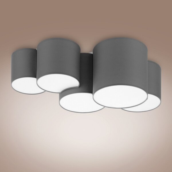 Plafoniera MONA 5xE27/15W/230V grigio
