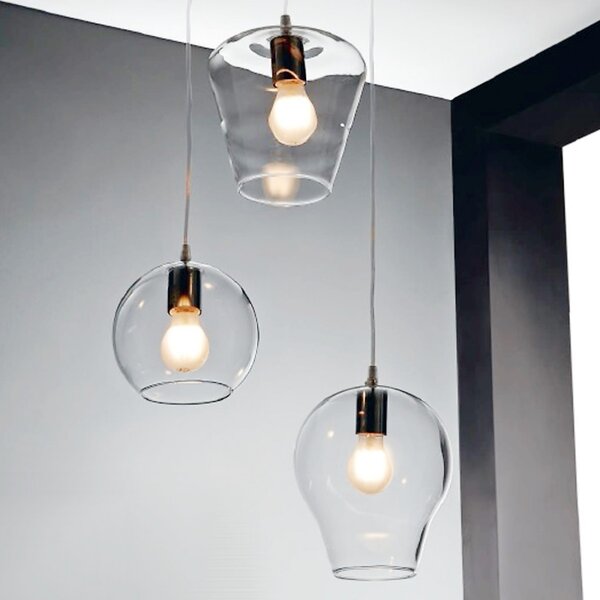 Lampadario illuminando pagoda 3 e27 led sospensione moderna vetro trasparente lampada soffitto - Illuminando