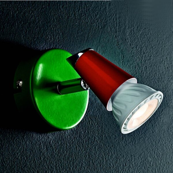 Spot illuminando kolor 1 gu10 led faretto colorato orientabile snodabile metallo verde rosso interno - Illuminando
