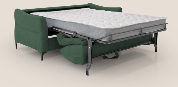 Dalia divano letto con materasso H18 cm e piedi alti in raffinato tess