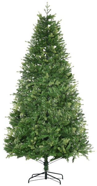 HOMCOM Alberello di Natale Decorato e Ignifugo per Interni con 2056 Rami e Base in Metallo, Φ124x228 cm, Verde
