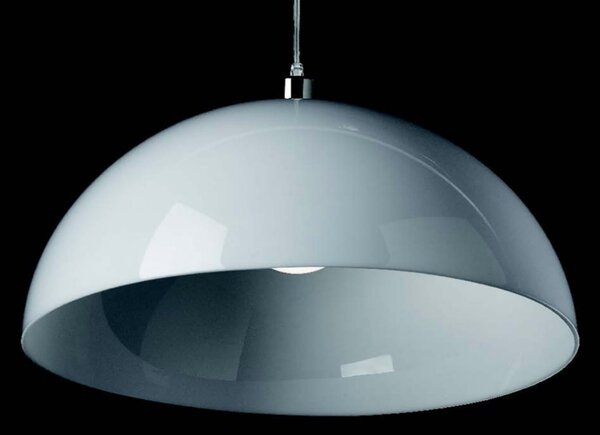 Sospensione illuminando loris sp 50 e27 led lampadario moderno policarbonato bianco lucido cupola calata interno - Illuminando