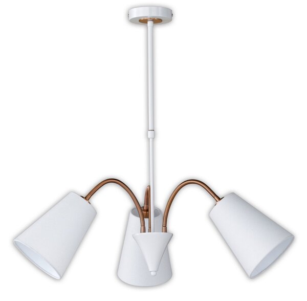 Lampada a sospensione a 3 luci, con paralumi bianco/bronzo, flessibili, ideale per la sala da pranzo