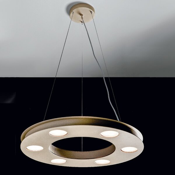 Lampadario moderno illuminando ufo sp 6+3 gx53 led sospensione metallo bianco sabbia tondo - Illuminando