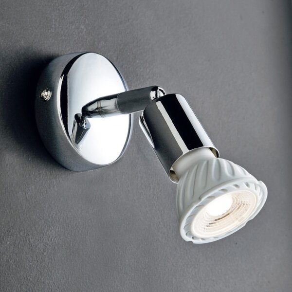 Faretto spot moderno illuminando pino 1 led lampada parete soffitto metallo cromato orientabile interno gu10 7w 3000°k - Illuminando