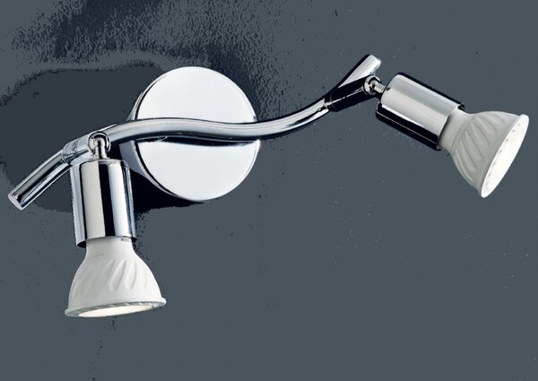 Faretto spot moderno illuminando pino 2 led lampada parete soffitto metallo cromato orientabile interno gu10 14w 3000°k - Illuminando