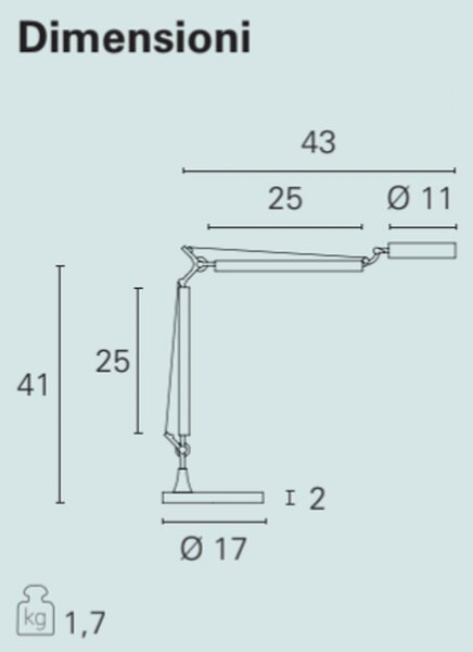 Abat-jour moderno pan international alter tav00004 led nero metallo lampada tavolo bracci orientabili - Pan International