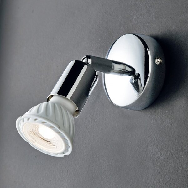 Faretto spot moderno illuminando pino 1 led lampada parete soffitto metallo cromato orientabile interno gu10 7w 3000°k - Illuminando