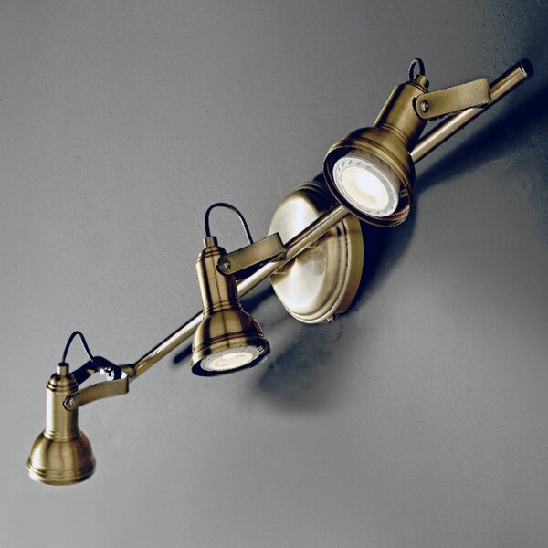 Faretto spot rustico illuminando old 3 led lampada parete soffitto classico metallo brunito orientabile 21w 3000°k 1440lm gu10 - Illuminando