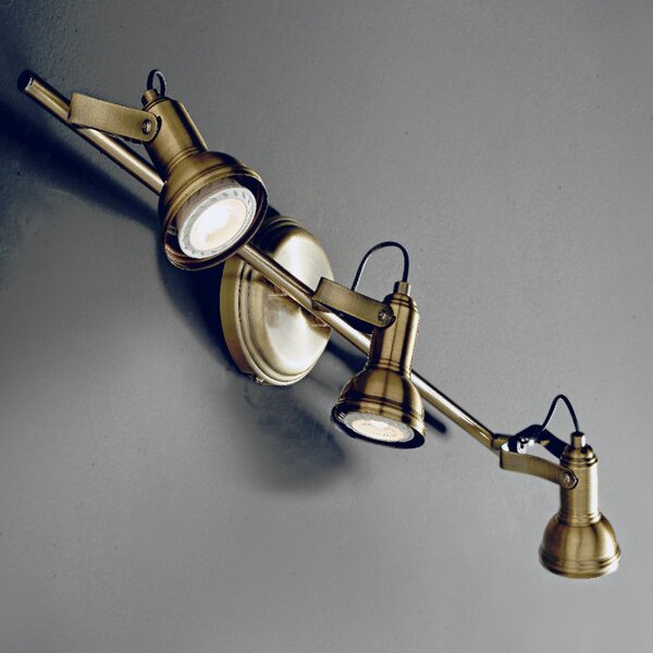 Faretto spot rustico illuminando old 3 led lampada parete soffitto classico metallo brunito orientabile 21w 3000°k 1440lm gu10 - Illuminando