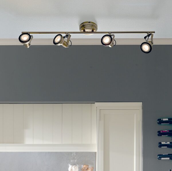 Faretto spot rustico illuminando old 4 lampada parete soffitto classico metallo brunito orientabile 28w 3000°k 1920lm gu10 - Illuminando