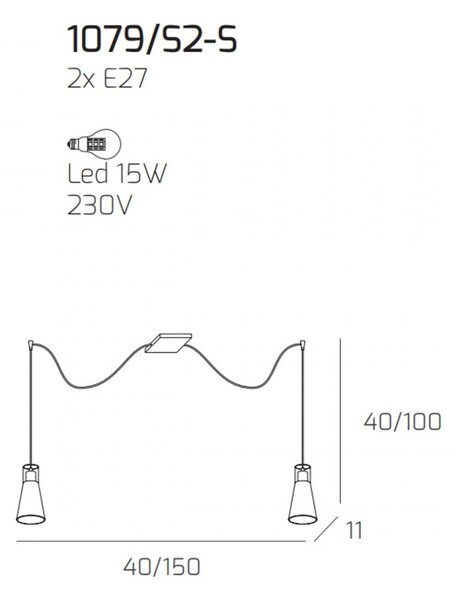 Lampadario moderna top light cone 1079 s2 e27 led vetro pirex sospensione - Top Light