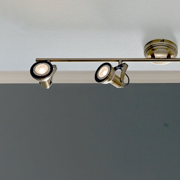 Faretto spot rustico illuminando old 4 lampada parete soffitto classico metallo brunito orientabile 28w 3000°k 1920lm gu10 - Illuminando