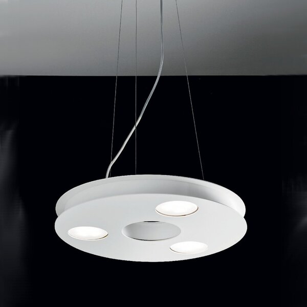 Lampadario moderno illuminando ufo sp 3 gx53 led sospensione metallo bianco sabbia tondo - Illuminando