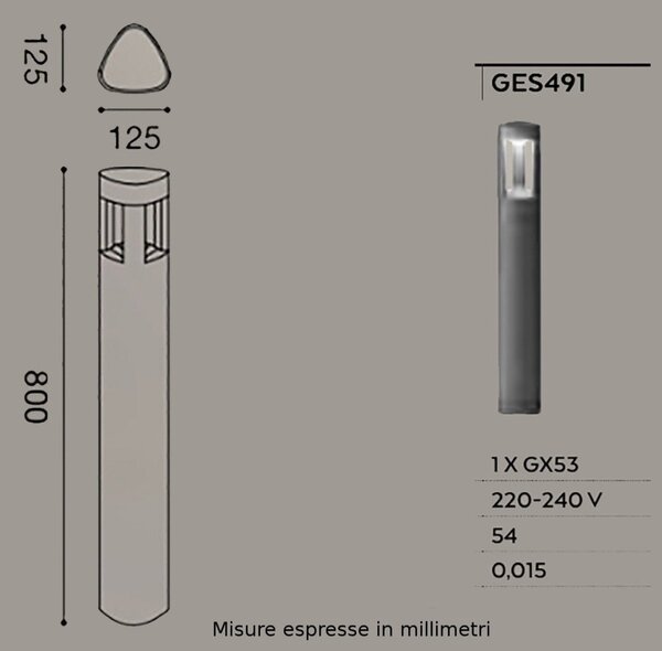 Lampioncino alluminio gea led janet ges491 80h led lampada terra antracite moderna gx53 ip54 - Gea Led