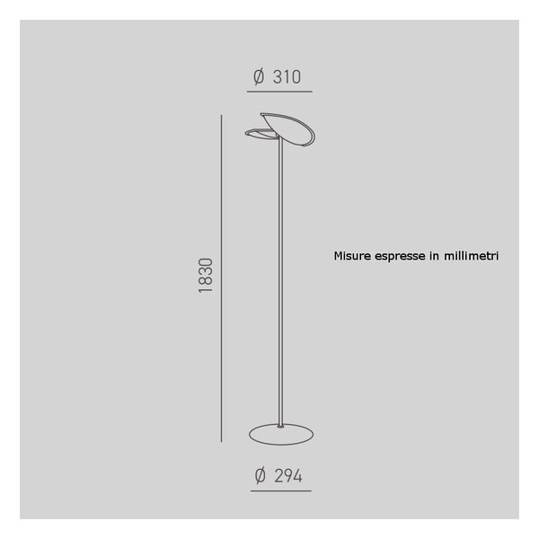 Piantana moderna gea luce ping pong gpin01 led alluminio vetro lampada terra - Gea Luce