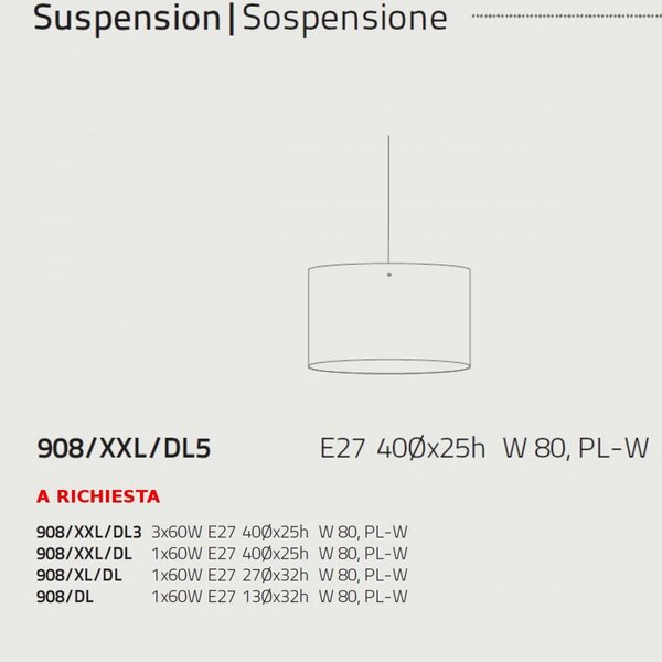 Sospensione lz-decolight 908 xxl dl5 e27 led polilux cilindro multiluce lampadario moderno interno - Linea Zero